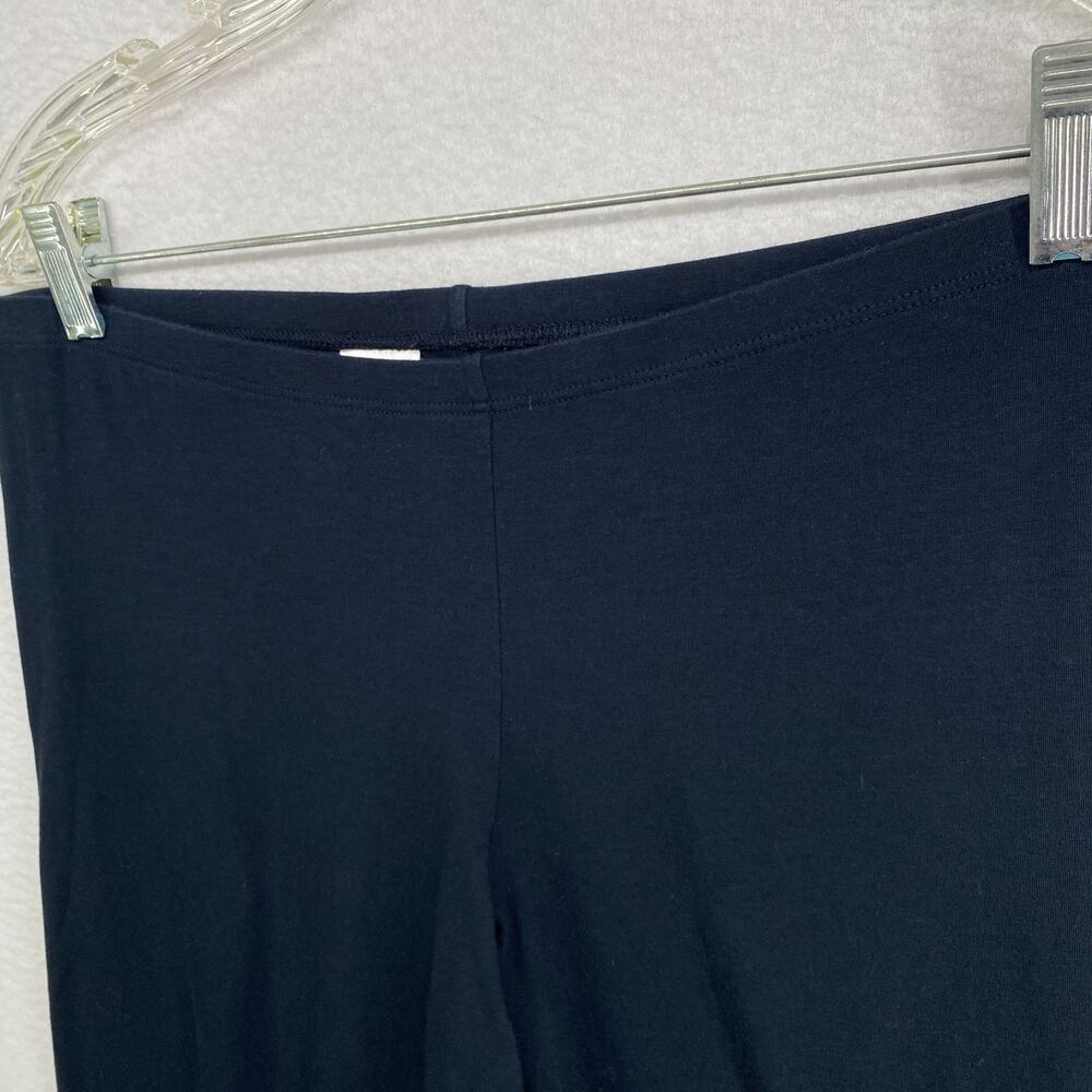 EILEEN FISHER Leggings L Organic Cotton Stretch Jersey Cropped Pull On Black USA - Picture 2 of 11